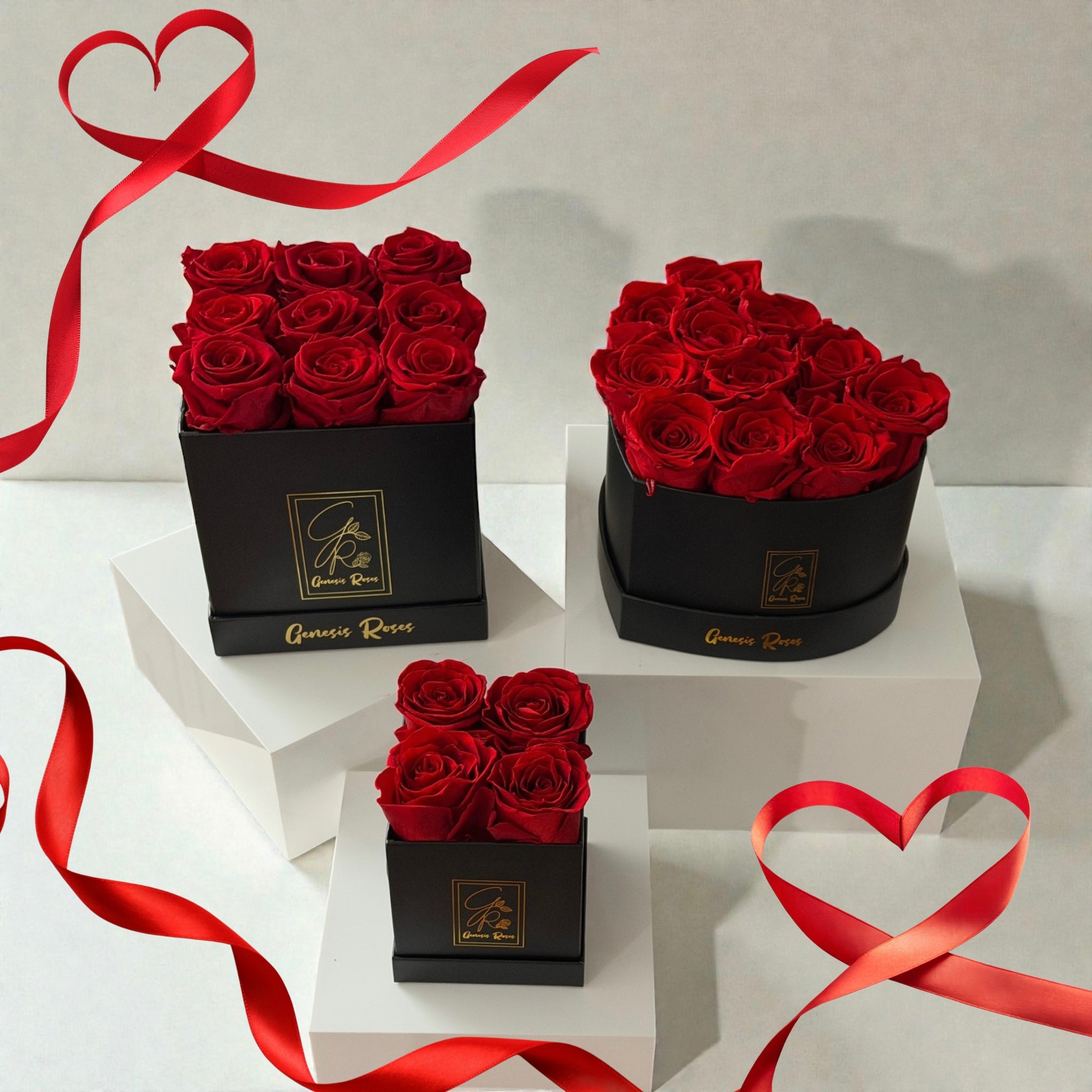 Heart Box Roses/Red/Black