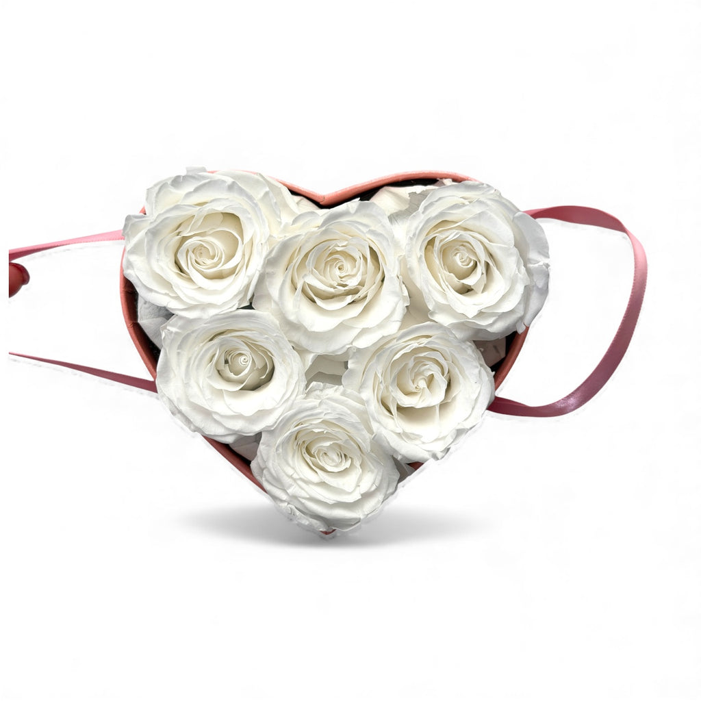 Mini heart shape preserved roses pop box